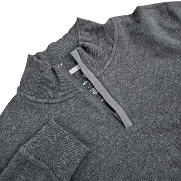 Mack Weldon Sweater Mens XL Gray Quarter Zip Cotton Mock Neck Long Sleeve - Picture 1 of 12